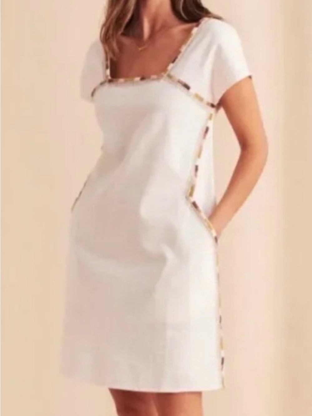 FAHERTY Embroidered Organic Cotton Relaxed Jetty Dress White XS